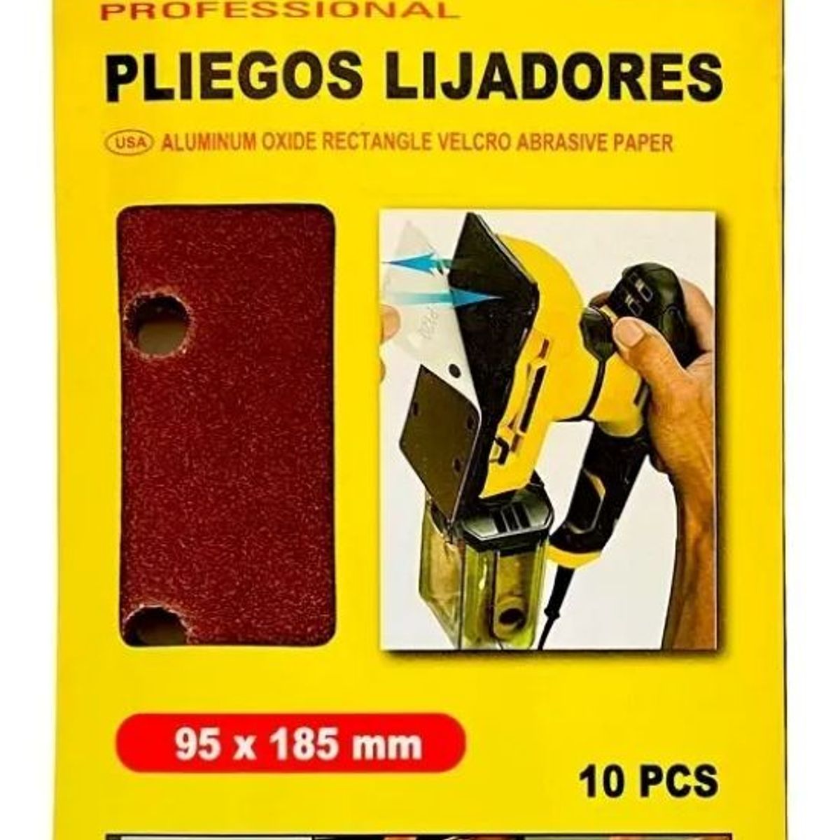 KAMASA - Set 10 Lijas Rectangular Con Velcro Madera Metal 95x185mm (P40 )