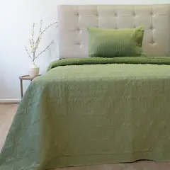 DORAL - CUBRECAMA QUILT HOTPRESS VIENA CON SHERPA VERDE OLIVA 1.5 PLAZAS
