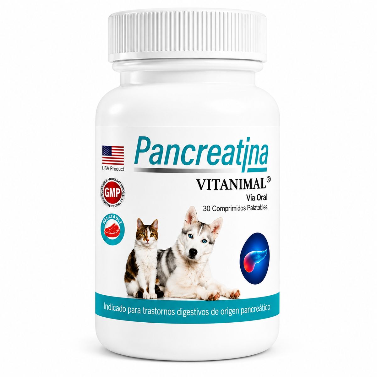 VITAMINA - Pancreatina Enzimas Pancreáticas Para Perro Y Gato 30 Comp