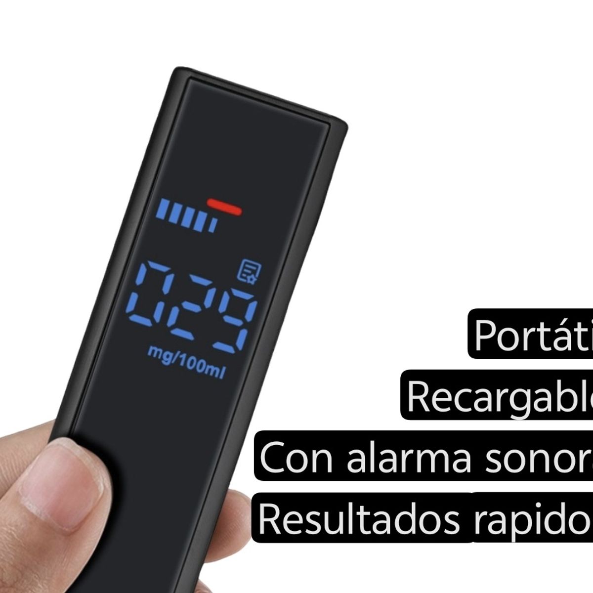 GENERICO - Alcoholimetro. Medidor de nivel de alcohol. Recargable. Portatil