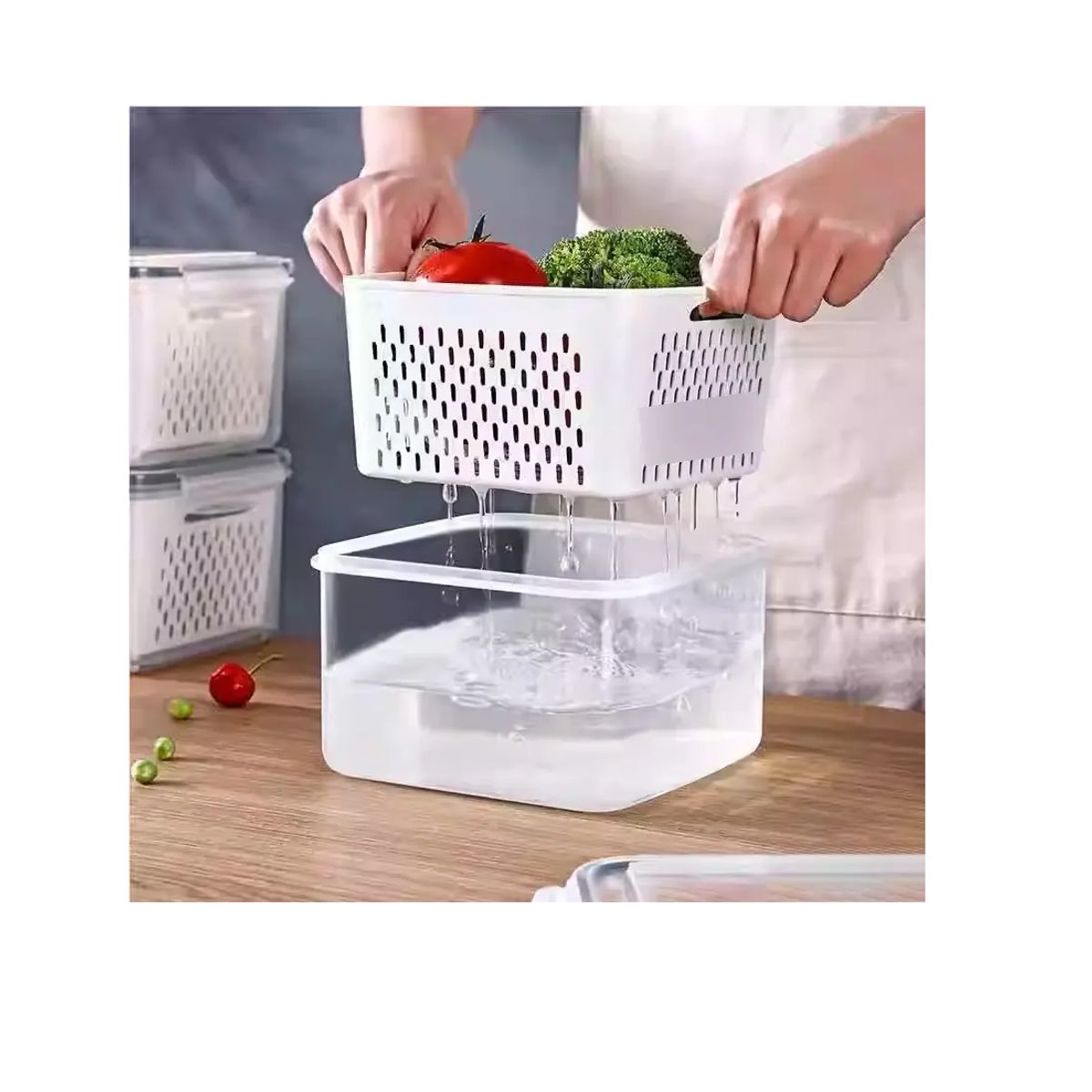 GENERICO - Set 5 Organizador De Refrigerador Cocina Con Tapa Contenedor