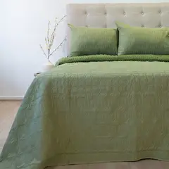 DORAL - CUBRECAMA QUILT HOTPRESS VIENA CON SHERPA VERDE OLIVA 2.5 PLAZAS