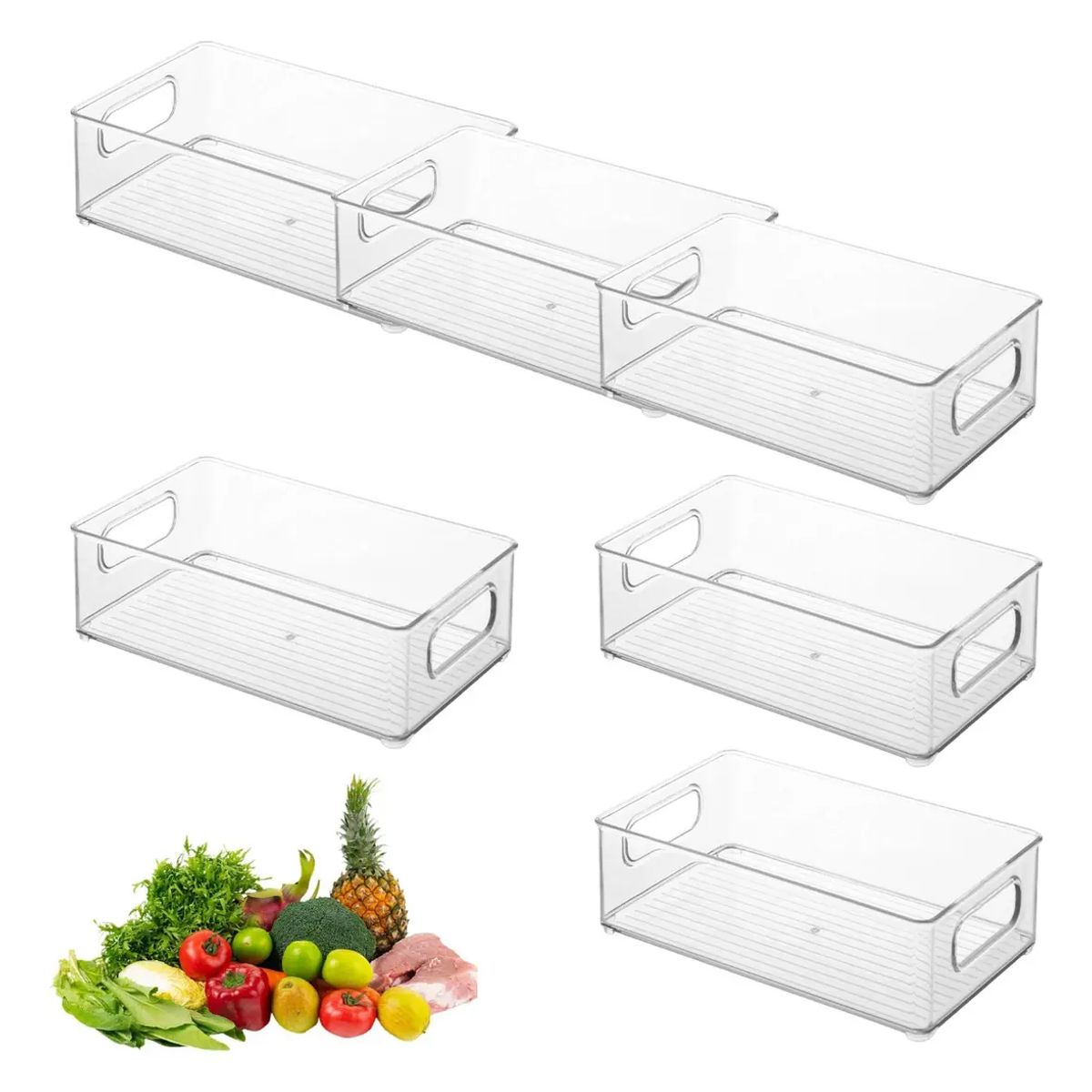 GENERICO - Set 6 Cajas Organizadoras De Refrigerador Con Asas Laterales