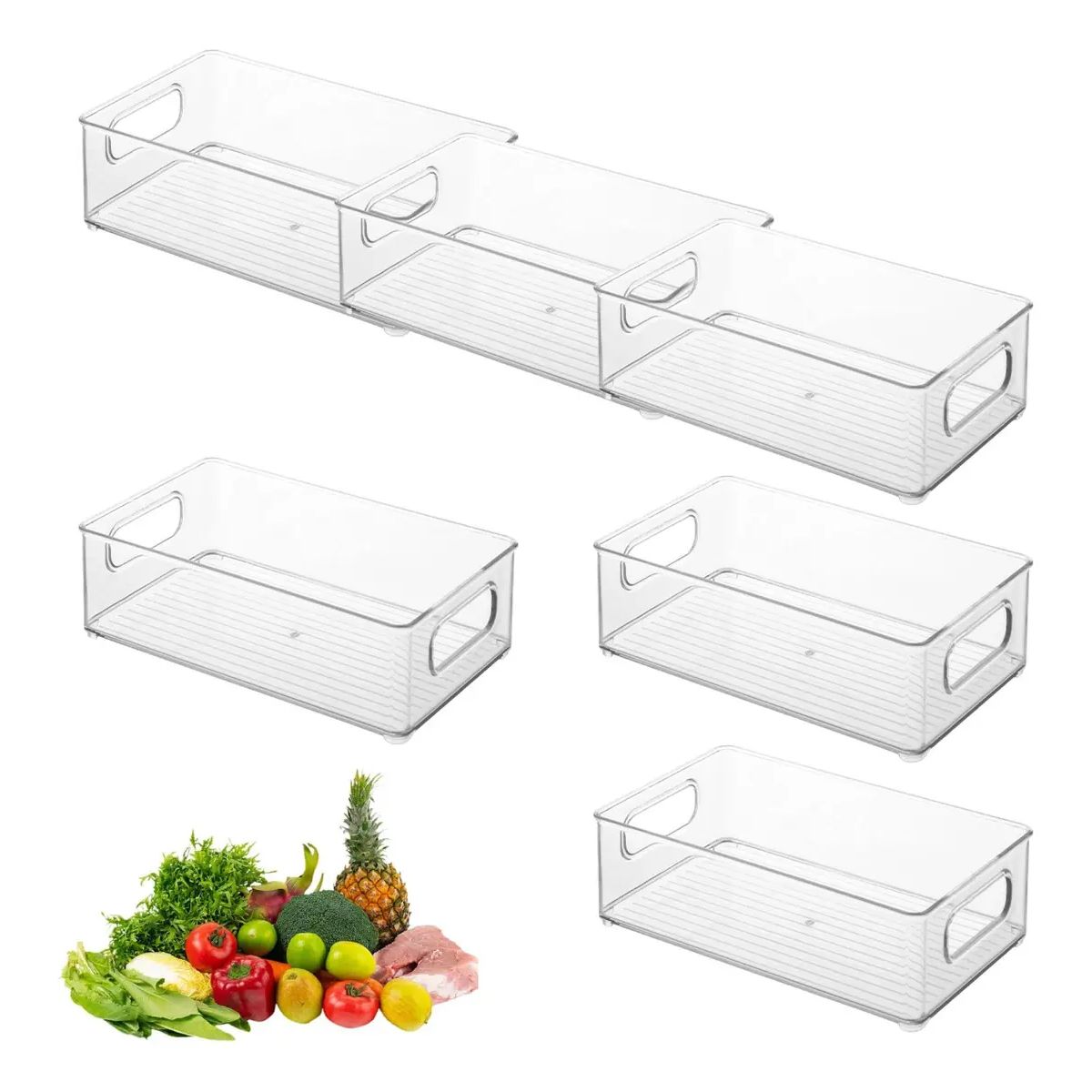 GENERICO - Set 6 Cajas Organizadoras De Refrigerador Con Asas Laterales