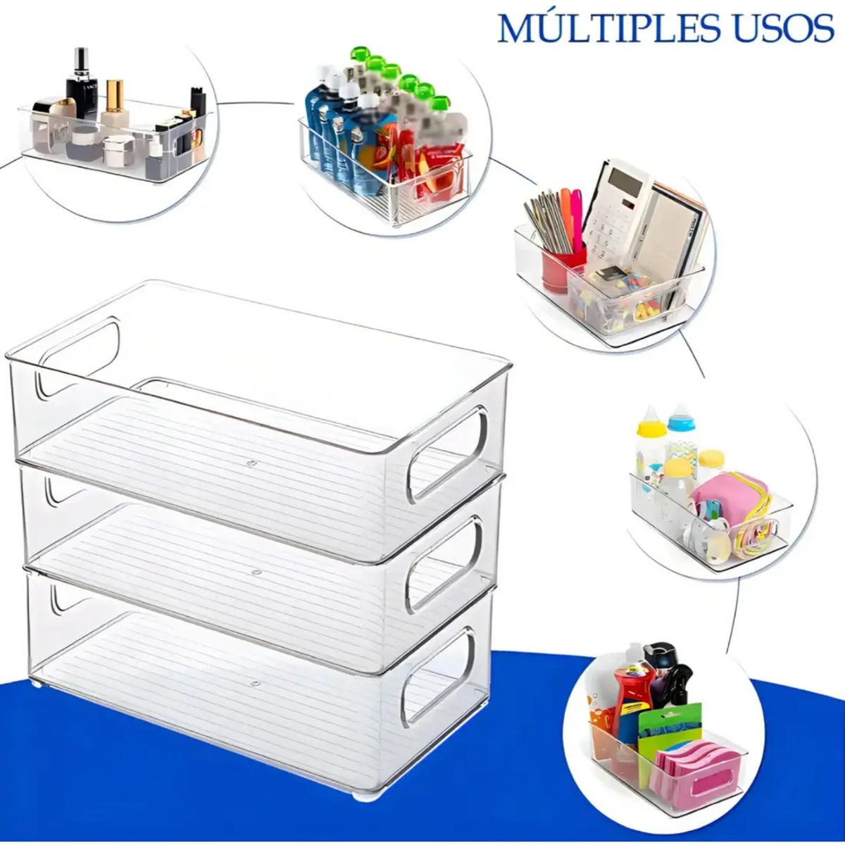 GENERICO - Set 6 Cajas Organizadoras De Refrigerador Con Asas Laterales