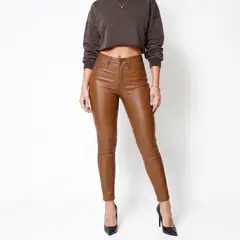 D'JOE - Pantalon Ecocuero Pu Tiro Alto Mujer