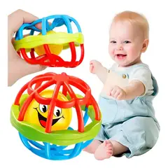 GENERICO - Pelota Sensorial Con Sonajero Y Mordedor Para Bebé 10cm