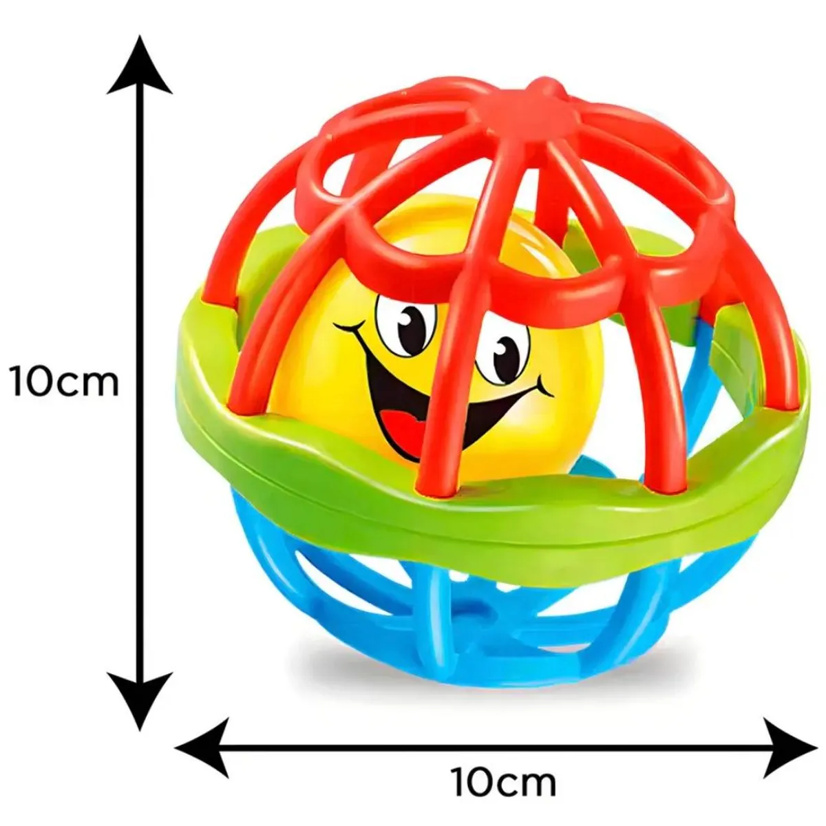 GENERICO - Pelota Sensorial Con Sonajero Y Mordedor Para Bebé 10cm