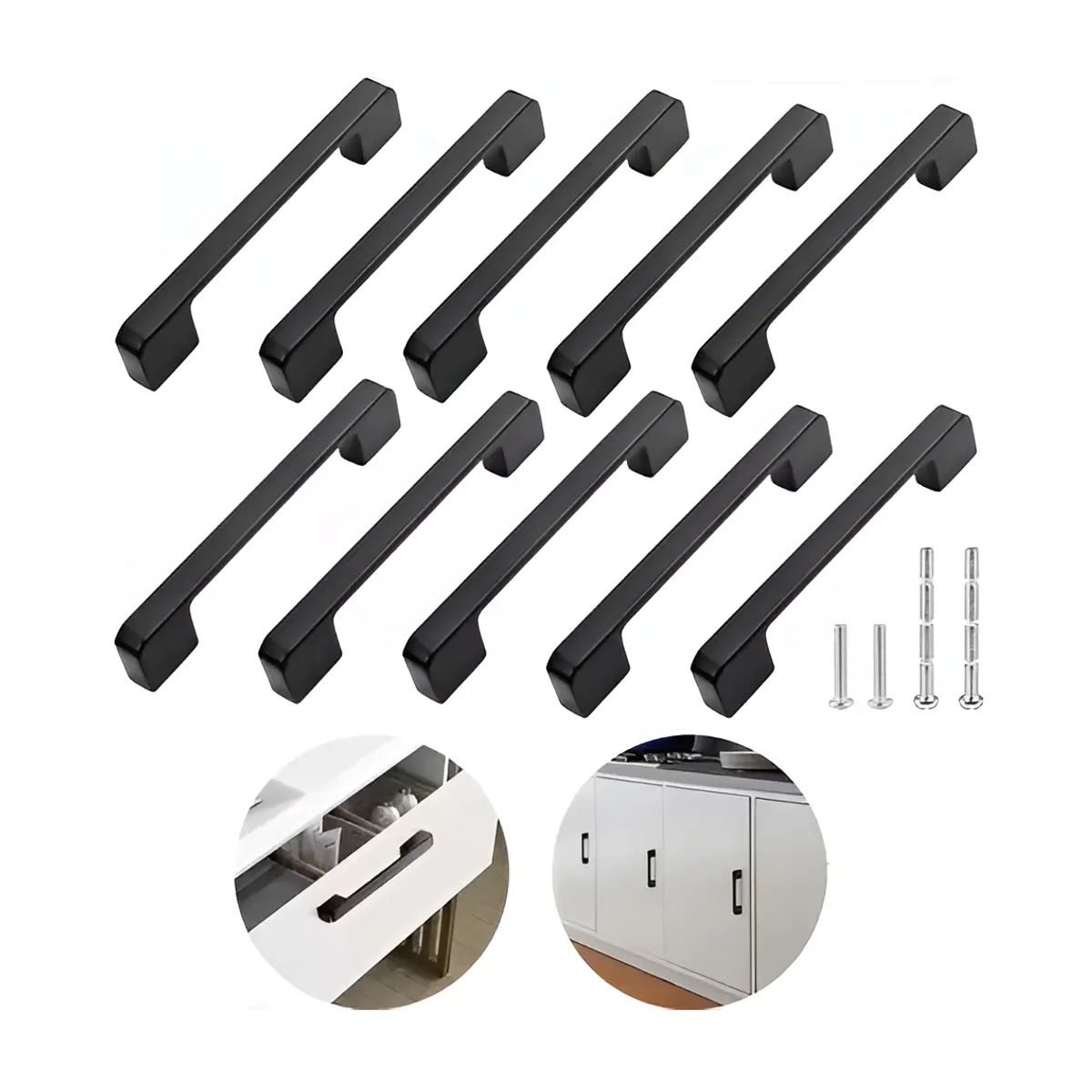 GENERICO - 10pcs Tiradores Para Cocina Cajones Armarios Negro 5in Negro