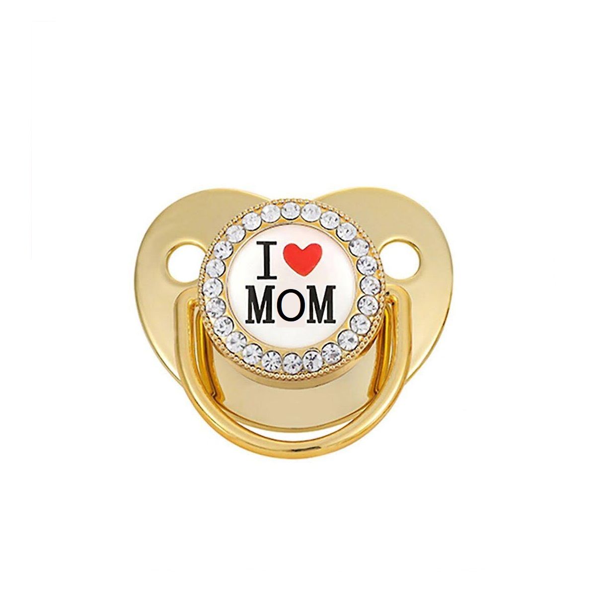 GENERICO - Chupete Para Bebe Con Brillos y Clip Para Ropa I Love Mom