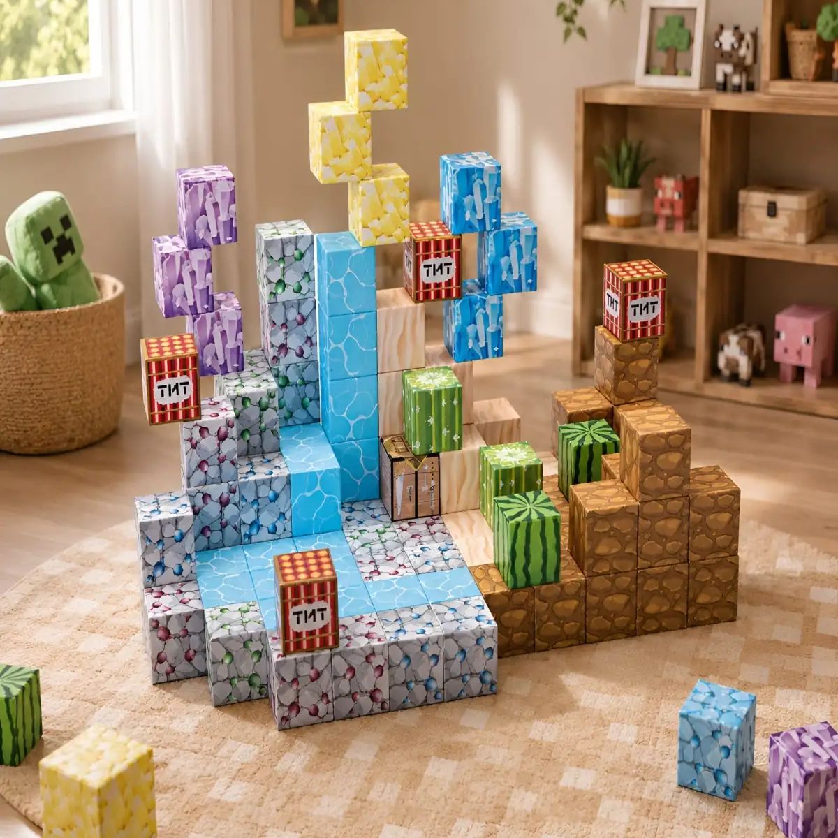 GENERICO - Set de Bloques Magnéticos 100 Piezas - Cubos de Construcción