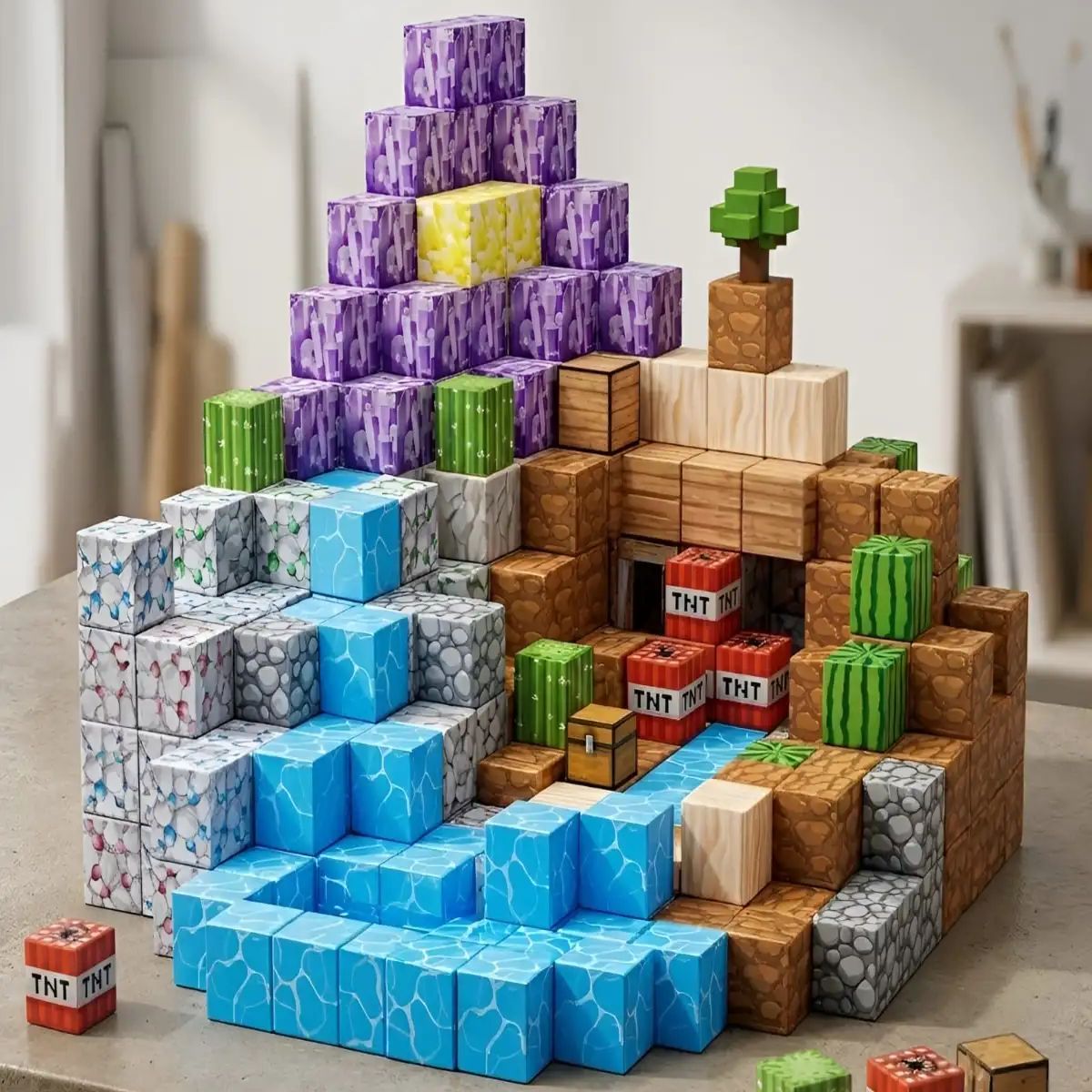 GENERICO - Set de Bloques Magnéticos 100 Piezas - Cubos de Construcción
