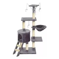 GENERICO - Rascador Árbol Para Gatos 5 Niveles Interactivo Gris Oscuro Torre Juegos Mascotas