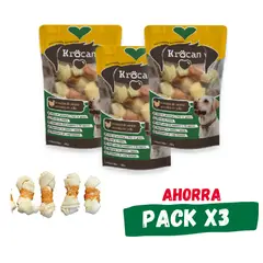 KROCAN - Snack Perro - Pack 3 Hueso Vacuno Con Pollo 100gr - Krocan®