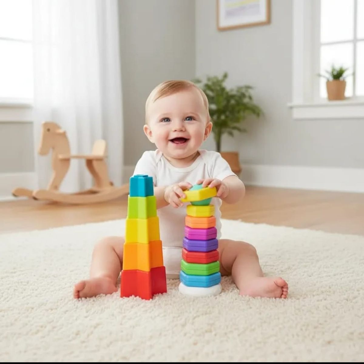 GENERICO - Juegos Sensorial Educativo Montessori Pack De Torres De Apilar Arcoíris