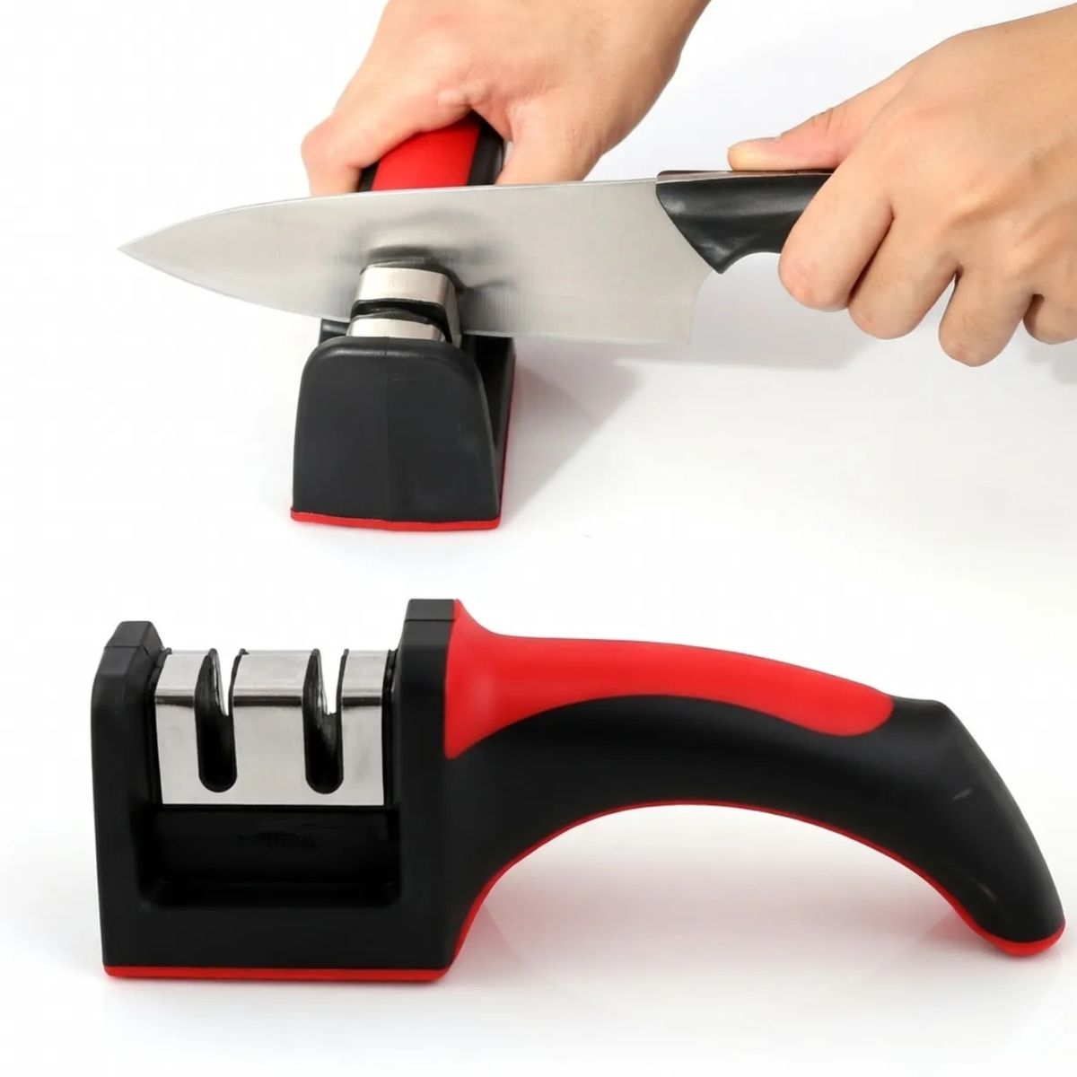 MOVI - Afilador Profesional 3 Etapas Amolador Cuchillos Acero y Cerámica con mango Ergonómico
