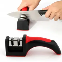 MOVI - Afilador Profesional 3 Etapas Amolador Cuchillos Acero y Cerámica con mango Ergonómico