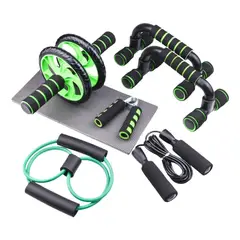 GENERICO - Set Deportivo 7 En 1 Rueda Abdominal Cuerda Fit Color Verde BELUG