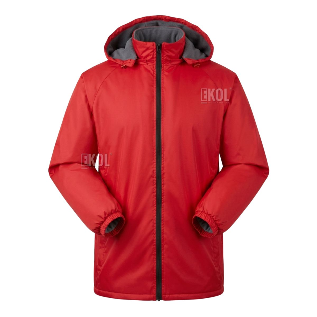 EKOL TACTICA MILITAR - Chaqueta Cortaviento Con Forro De Polar Impermeable Roja Cuello Desmontable