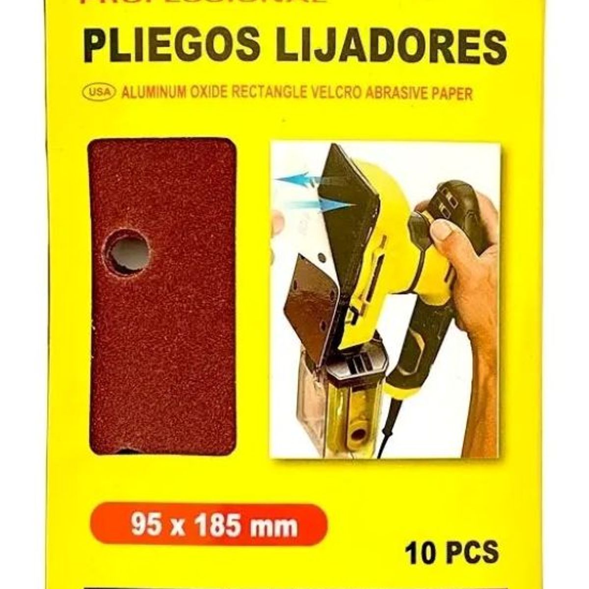 KAMASA - Set 10 Lijas Rectangular Con Velcro Madera Metal 95x185mm (P80 )