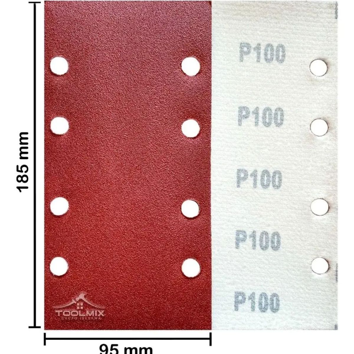 KAMASA - Set 10 Lijas Rectangular Con Velcro Madera Metal 95x185mm (P80 )