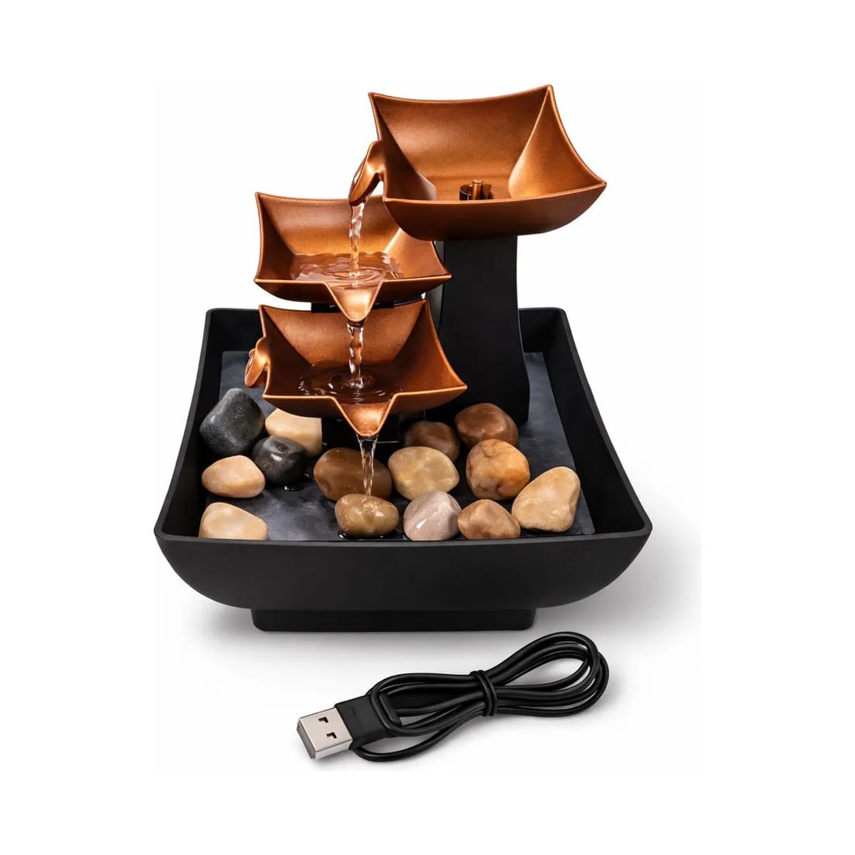 GENERICO - Mini Fuente De Agua Led Decorativa Cascada Piedras Usb