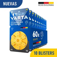GENERICO - Pack 60 Pilas Varta Audífono Tamaño 10