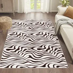 GENERICO - ALFOMBRA MODERNA ZEBRA CAFE JACQUARD 160X200 CM HERMOSO DISEÑO DECORATIVA CMIO