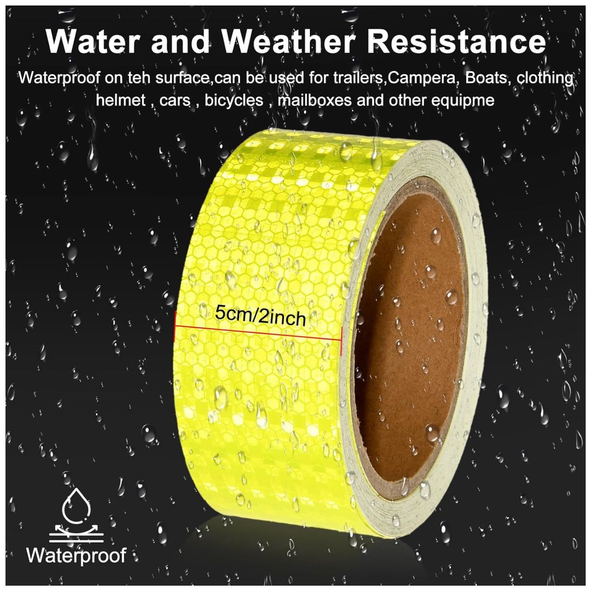 KUANGYE - Cinta Retrorreflectiva Reflectante Dotc2 45 Metros Amarillo