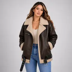 DOBLE V - Chaqueta Aviadora Chiporro Ecocuero Agamuzado