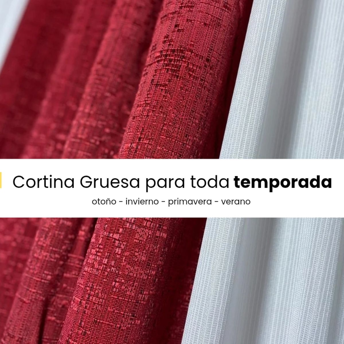 GENERICO - Cortina Gruesa de Lino Bambu 2 paños 1.45m x 2.20m Argollas Metalica
