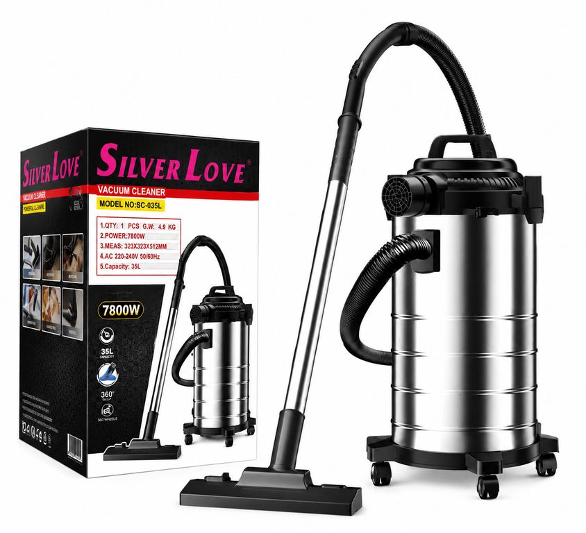 GENERICO Aspiradora Industrial Multifuncional 35L 7800W Silver Love SC-035L