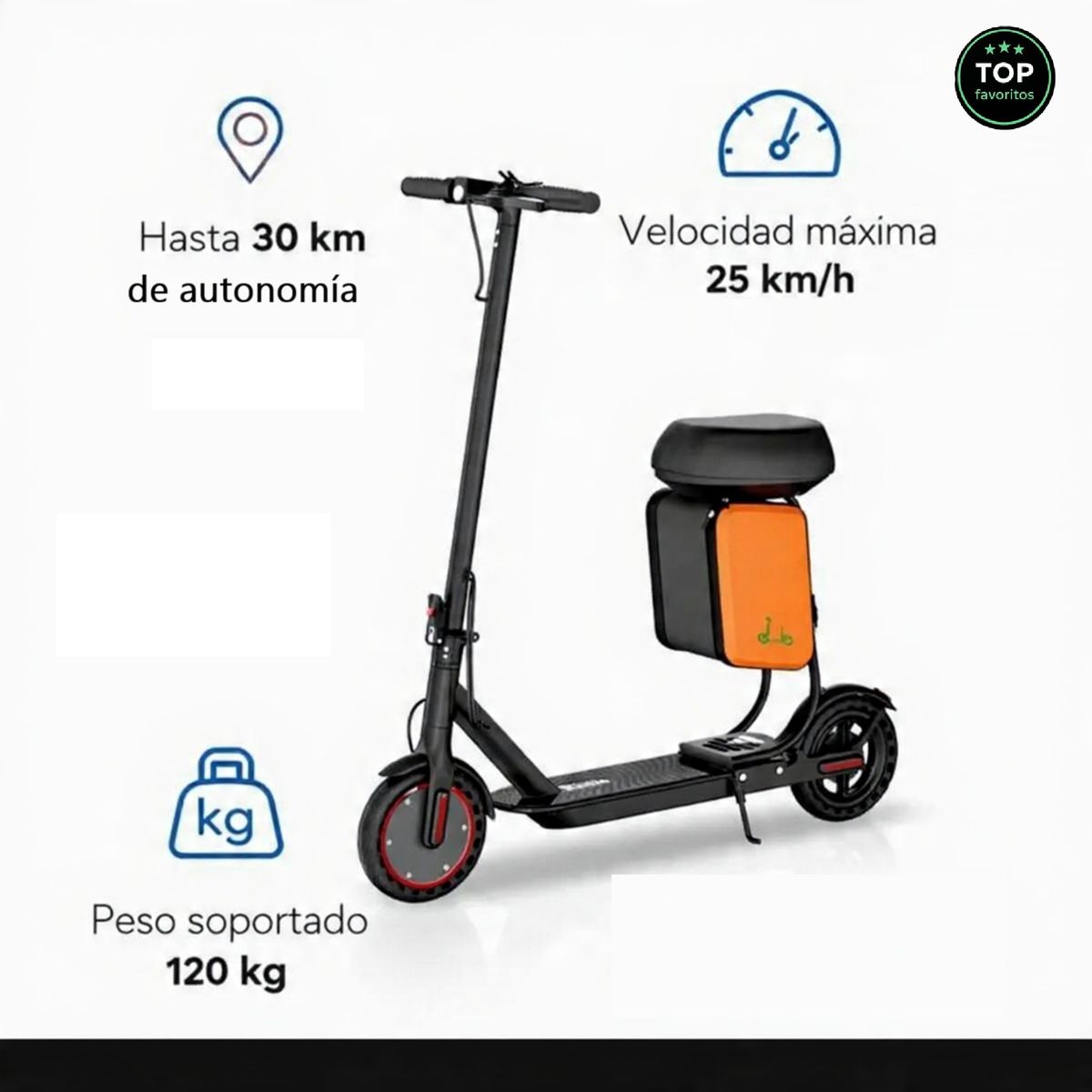MOVI - Scooter Urbano Plegable con Asiento y Bolso – Ideal para la ciudad - 30 km Autonomía - 25 km/h