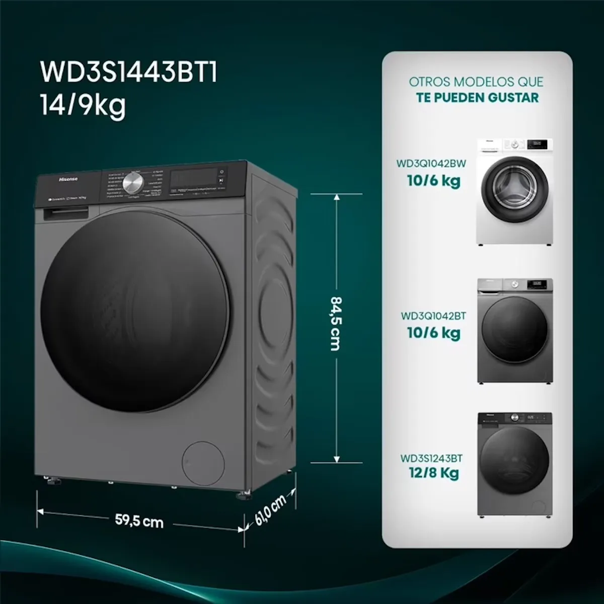 HISENSE - Lavadora Secadora Hisense 14/9 kg Frontal - Caja reciclada