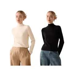 QIKUN - Camiseta Polera Térmica Cuello Beatle con Forro Polar Alemán Dralon.