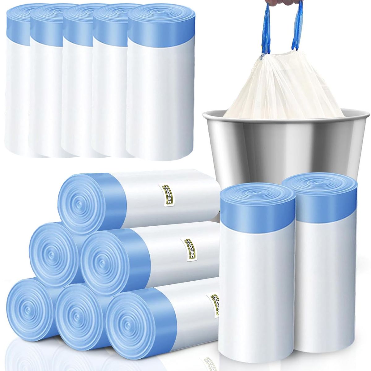 GENERICO - 300 Unidads Bolsa De Basura Grande Con Cordón Para Baño Cocina Hogar 20L