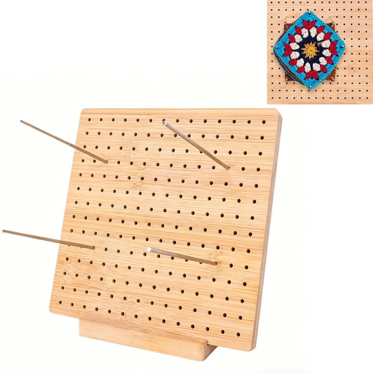 MOONCORE - Base De Bloqueo Bambú 19.5x19.5 Cm Con Soporte Para Tejido