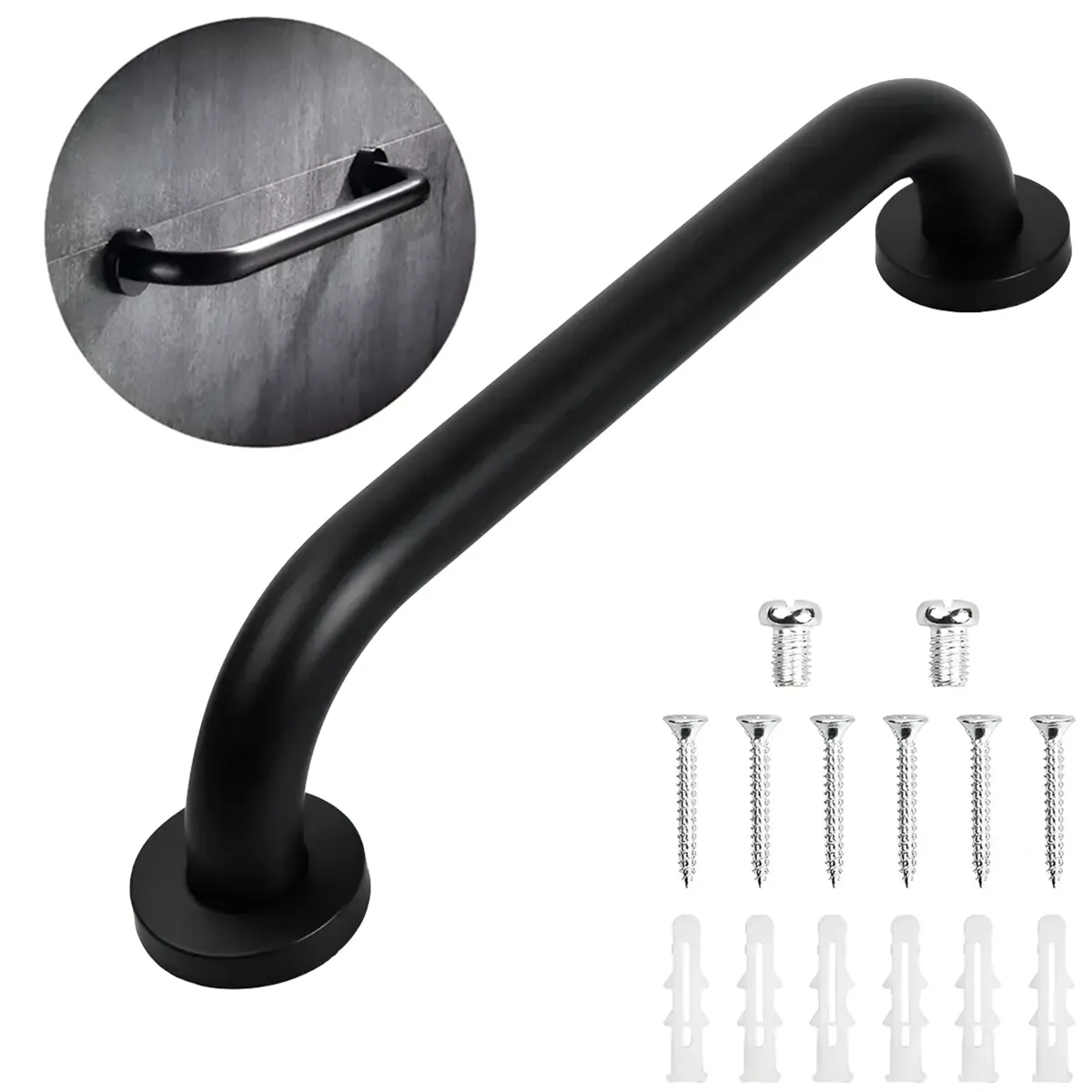 GENERICO - Barra De Seguridad Acero Inoxidable Negro Mate 30cm