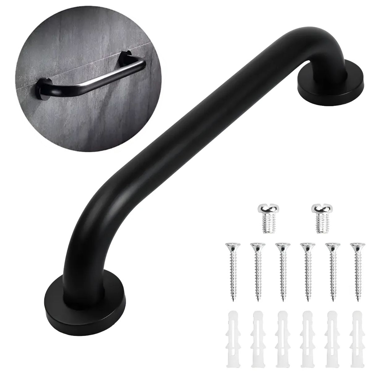 GENERICO - Barra De Seguridad Acero Inoxidable Negro Mate 30cm