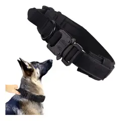 GENERICO - Collar Táctico Perro Nailon Negro Ajustable M 36-47cm
