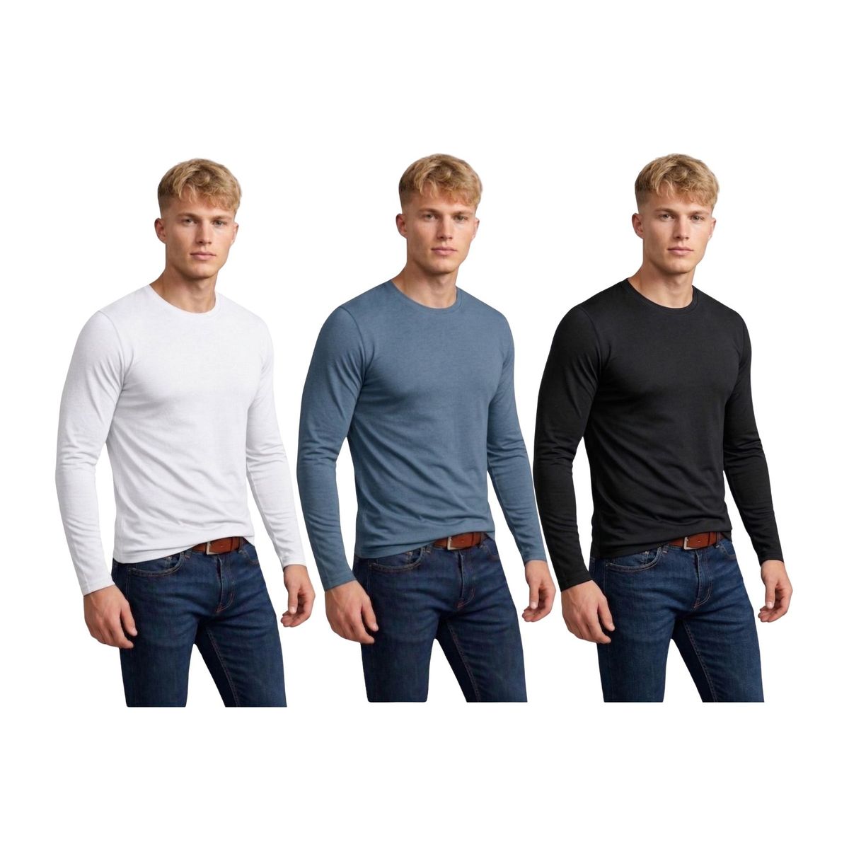 LOOK SHOP - Pack 3 Camisetas Adulto, Juvenil Y Niños Bambú Manga Larga 418