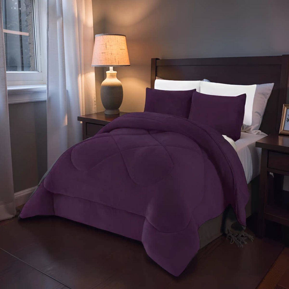 GENERICO - PLUMON INVIERNO 2 PLAZA 230CM X 250CM COLOR MORADO OSCURO