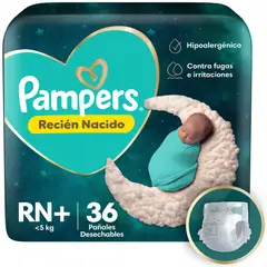 PAMPERS - Pañal Protección Insuperable Talla RN 36 Un