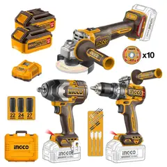 INGCO - Set Taladro Pe+ Pistola De Impacto + Esmeril +2bat