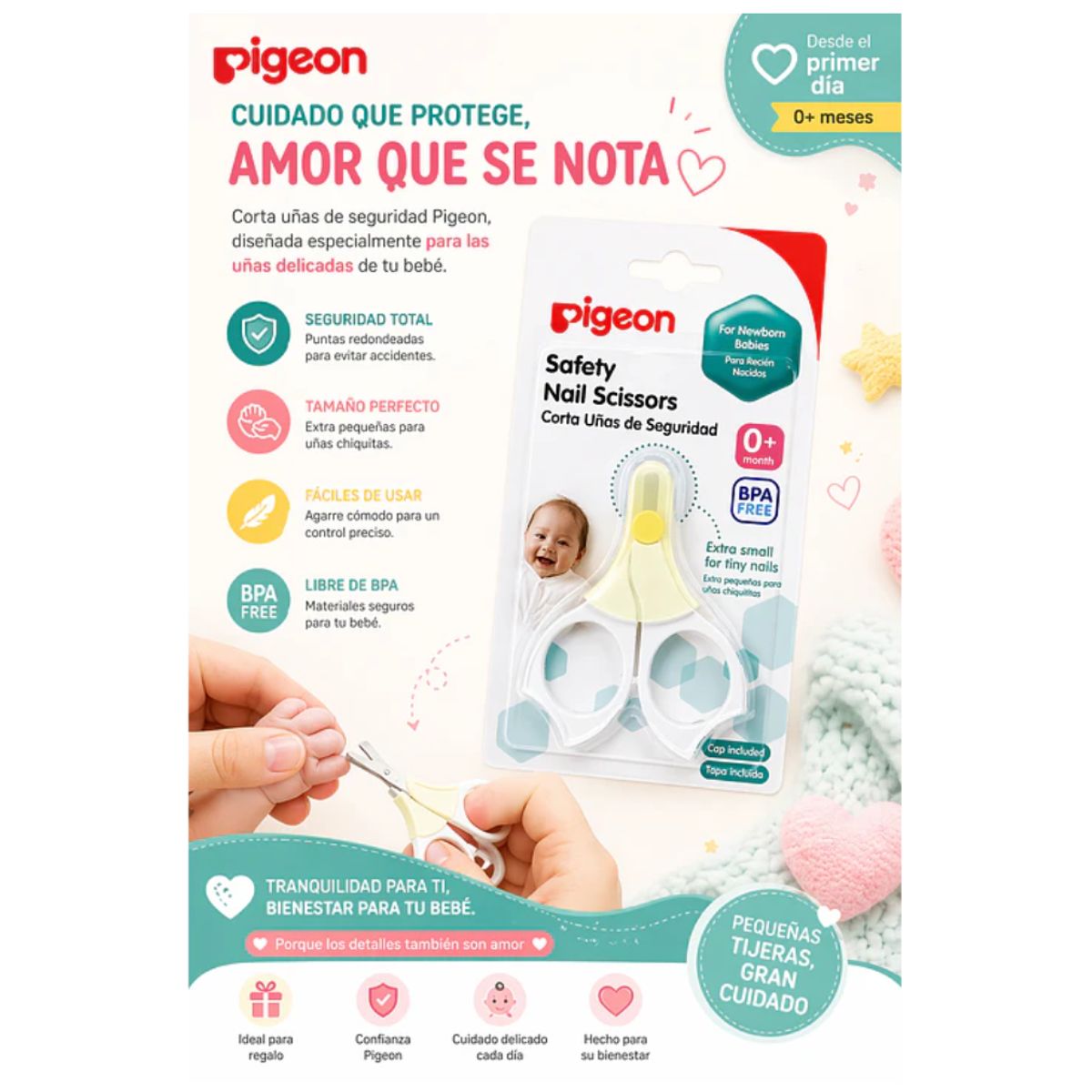 PIGEON - Tijera para Uñas de Bebé Pigeon Recién Nacido 0m+