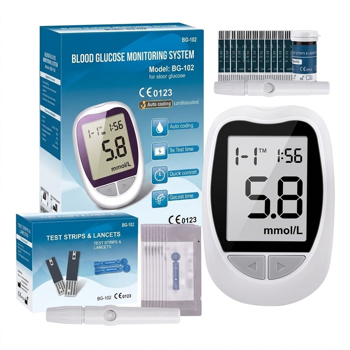 GENERICO - Glucometro Digital Medidor De Glucosa 50 Tiras y 50 lancetas