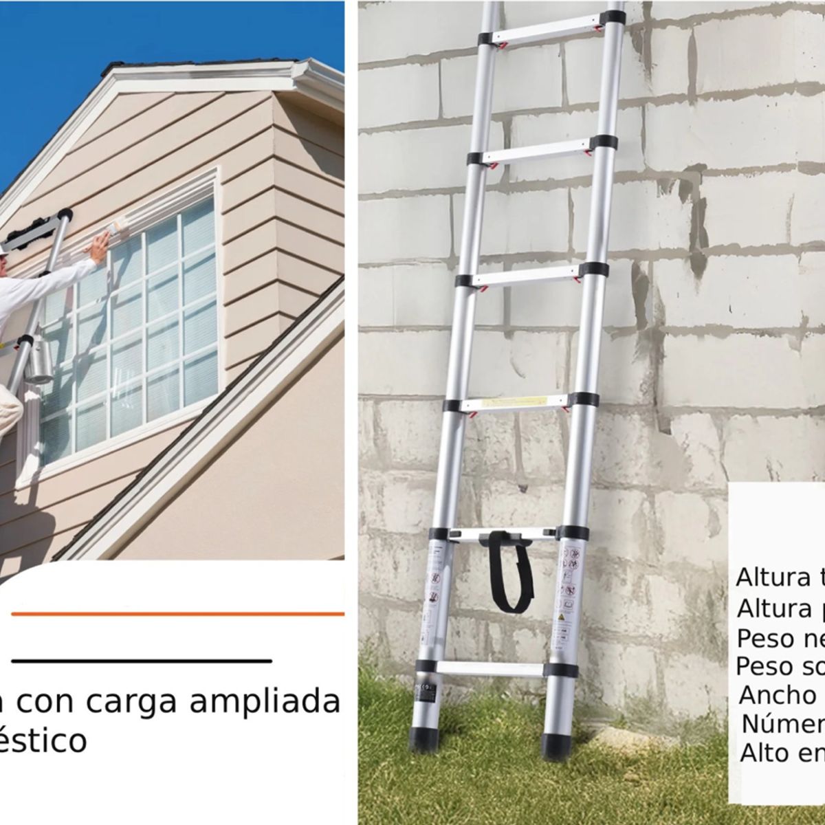 BE DESIGN - Escalera Telescópica 2.6 Mts De Aluminio