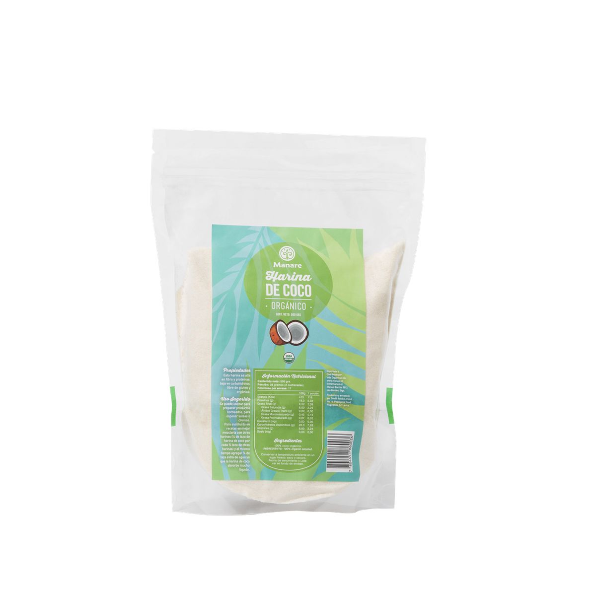 MANARE - Harina de Coco Orgánica 500 g