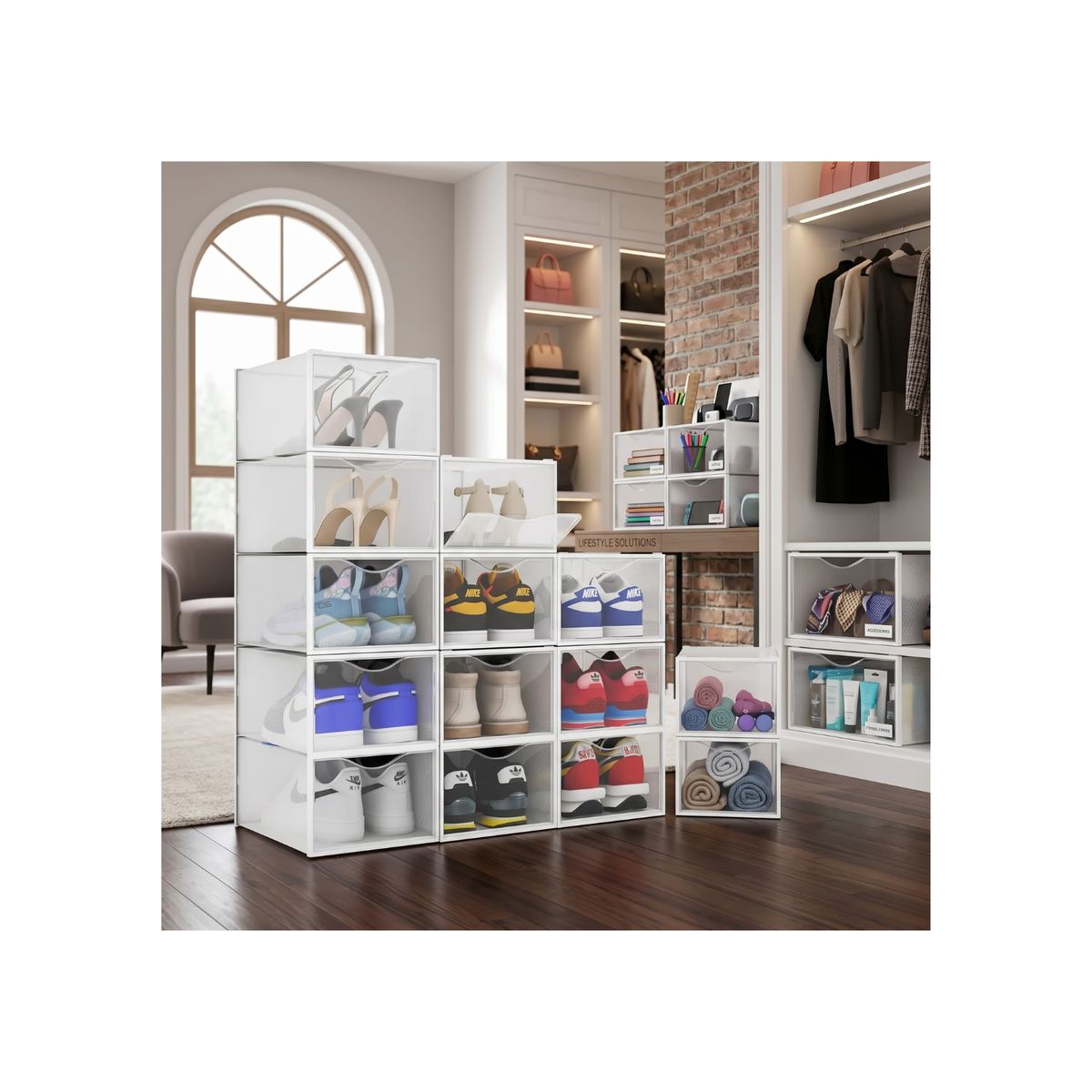 GENERICO - Pack 6 Mueble Organizador Zapatos Tapa Rígida Visor Cajones