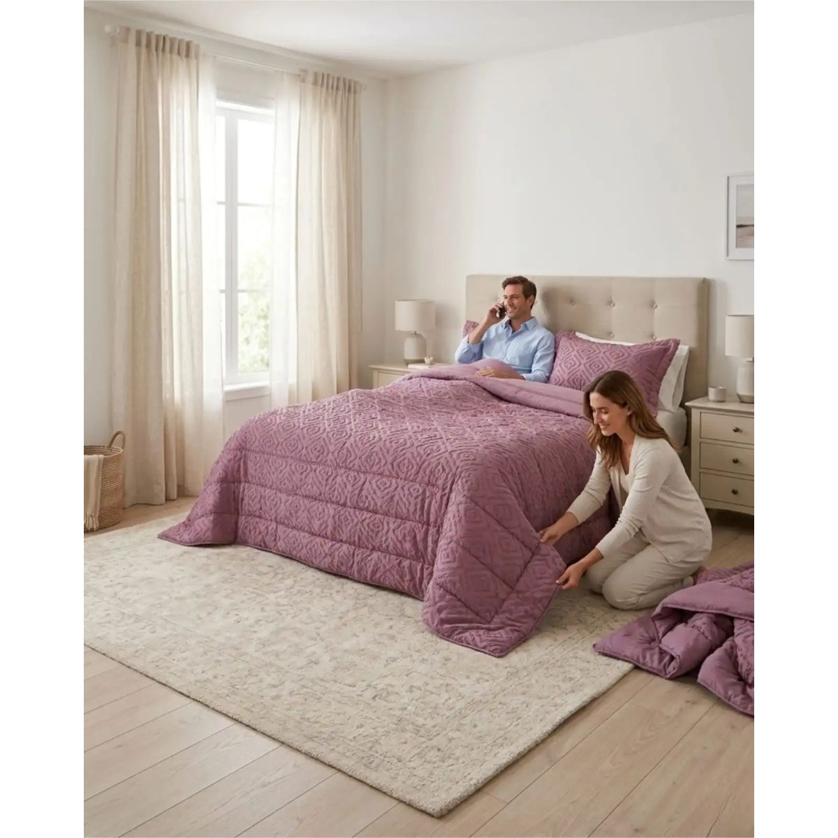 GENERICO - Plumón Ligero Super King Jacquard Sin Costuras